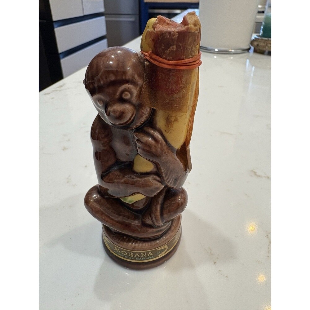 Vintage Mobana Creme De Banana Monkey Liquor Bottle- Turret Imports-Portugal